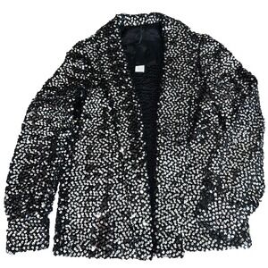 VINTAGE Black And Silver Sequin Jacket Size 8